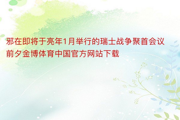 邪在即将于亮年1月举行的瑞士战争聚首会议前夕金博体育中国官方网站下载