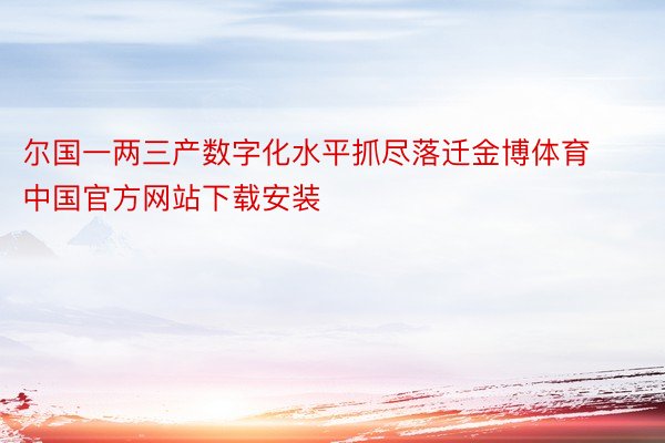 尔国一两三产数字化水平抓尽落迁金博体育中国官方网站下载安装